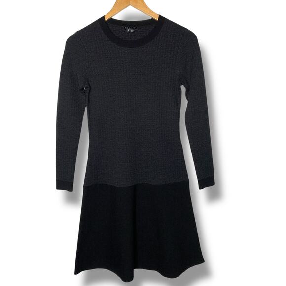 Theory Knit Sweater Dress Wool Blend Long Sleeve Black Size XS Laretica P Noble - Picture 1 of 11
